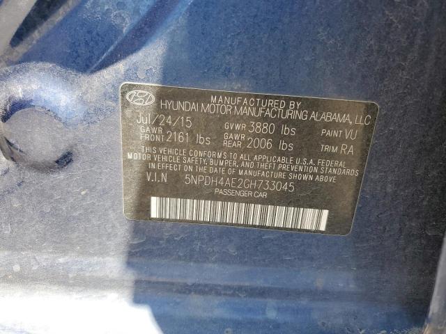 5NPDH4AE2GH733045 Hyundai ELANTRA SE