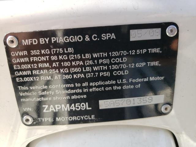 2010 VESPA GTS 300 SU ZAPM459L5A5701359
