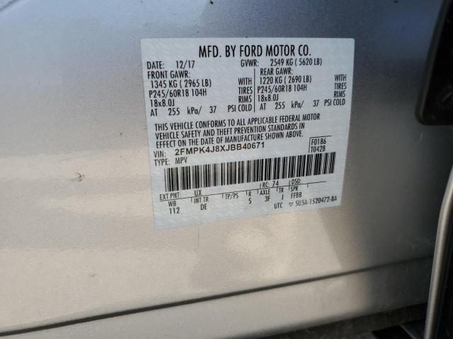 2FMPK4J8XJBB40671 Ford EDGE SEL