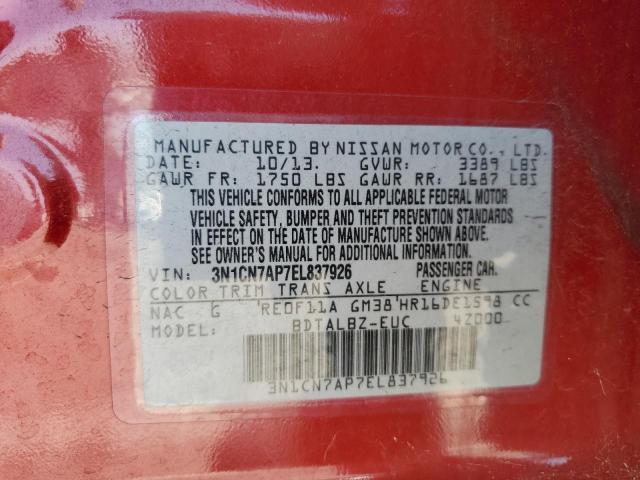 3N1CN7AP7EL837926 Nissan VERSA S