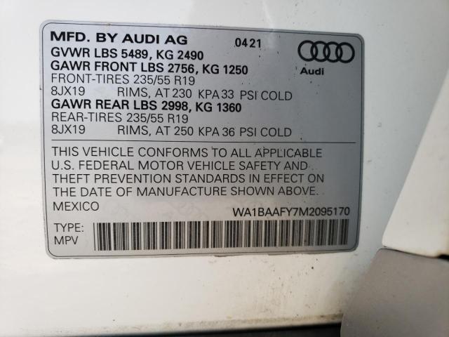 WA1BAAFY7M2095170 2021 AUDI Q5, photo no. 12