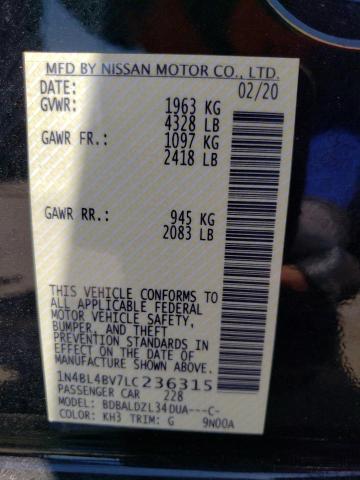 1N4BL4BV7LC236315 Nissan ALTIMA S