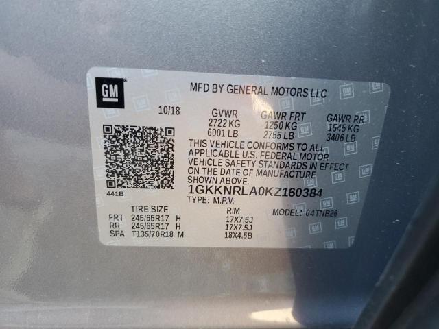 1GKKNRLA0KZ160384 GMC ACADIA SLE