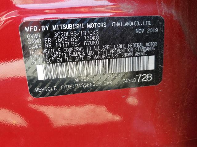 VIN ML32A5HJ7LH002501 Mitsubishi Mirage LE  2020 12