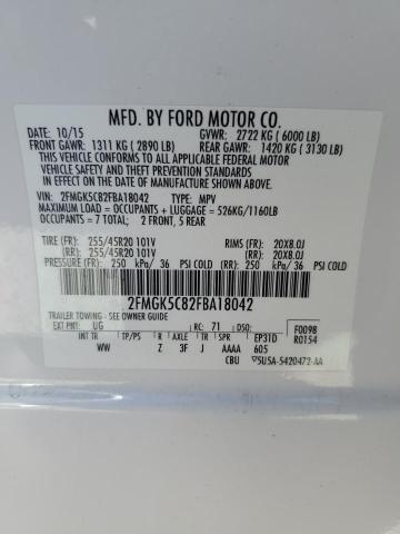 2FMGK5C82FBA18042 Ford FLEX SEL
