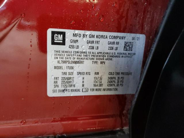 2022 CHEVROLET TRAILBLAZE - KL79MPSL0NB006997
