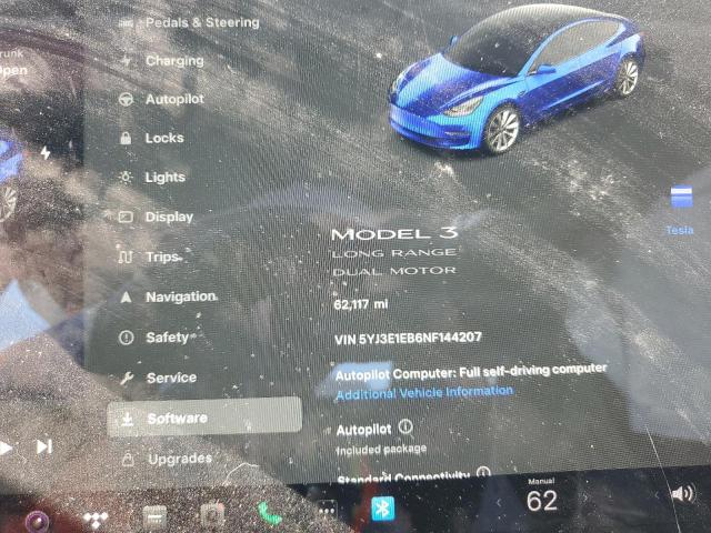2022 TESLA MODEL 3 AW 5YJ3E1EB6NF144207