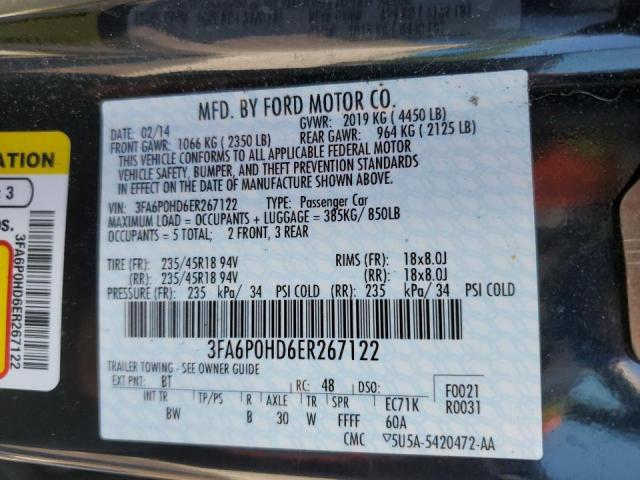 3FA6P0HD6ER267122 Ford FUSION SE