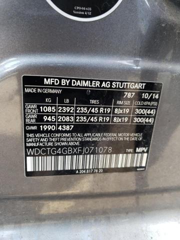 2015 MERCEDES-BENZ GLA250 WDCTG4GBXFJ071078
