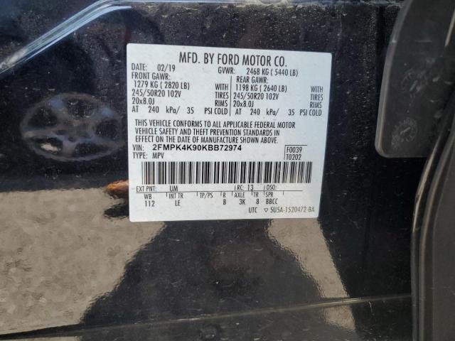 2FMPK4K90KBB72974 2019 FORD EDGE, photo no. 12