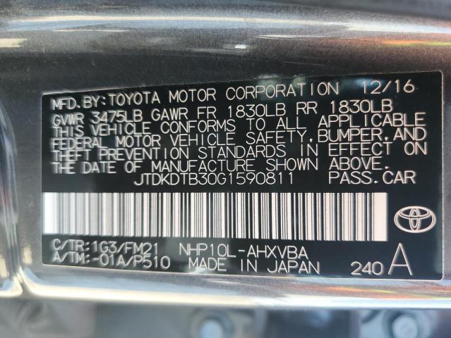JTDKDTB30G1590811 Toyota PRIUS C