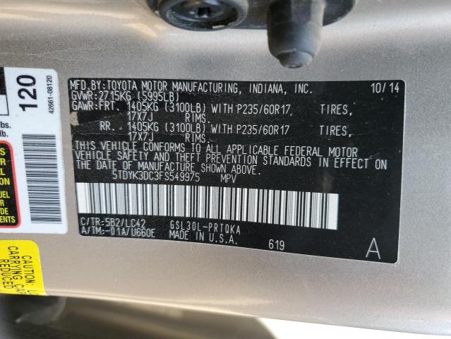 5TDYK3DC3FS549975 Toyota SIENNA XLE