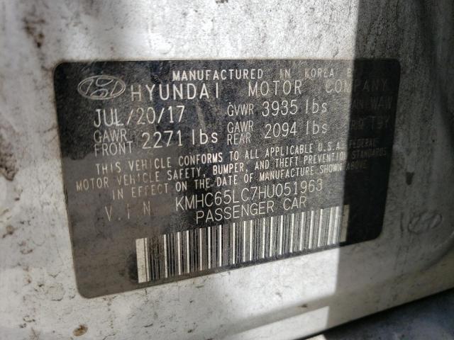 2017 HYUNDAI IONIQ BLUE - KMHC65LC7HU051963