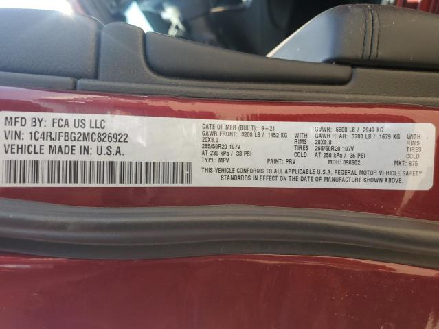 1C4RJFBG2MC826922 Jeep Grand Cherokee Limited