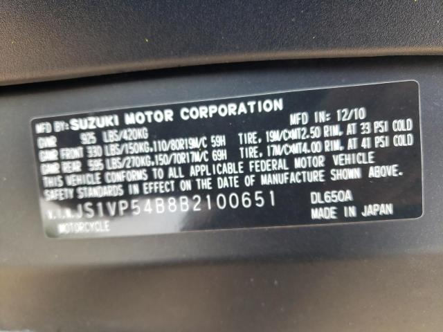 2011 SUZUKI DL650 A JS1VP54B8B2100651