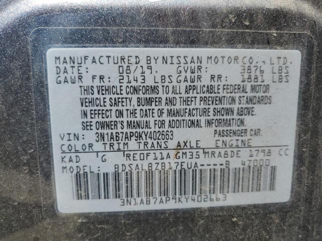 3N1AB7AP9KY402663 Nissan SENTRA S