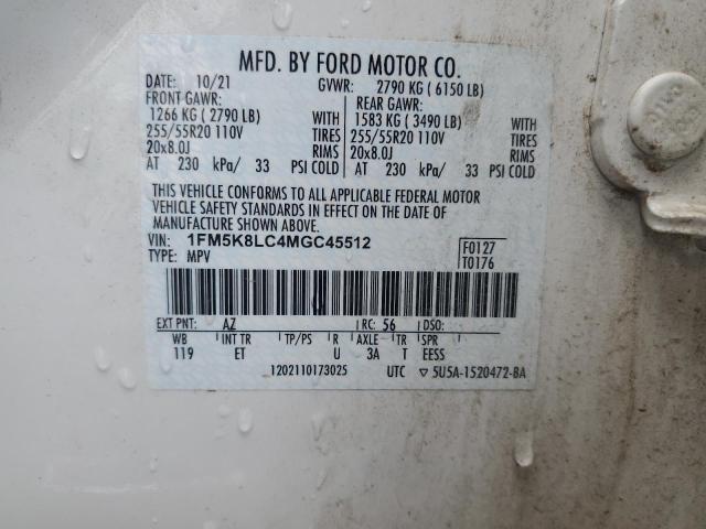 2021 FORD EXPLORER K 1FM5K8LC4MGC45512
