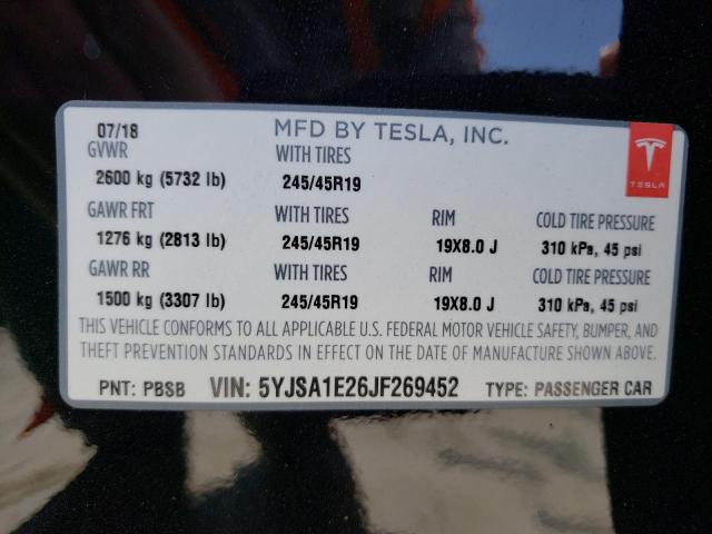 5YJSA1E26JF269452 Tesla MODEL S