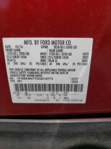 1FM5K8HT7GGD14173 Ford Explorer Platinum