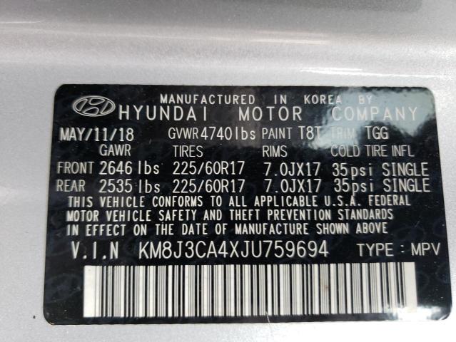 KM8J3CA4XJU759694 | 2018 HYUNDAI TUCSON SEL