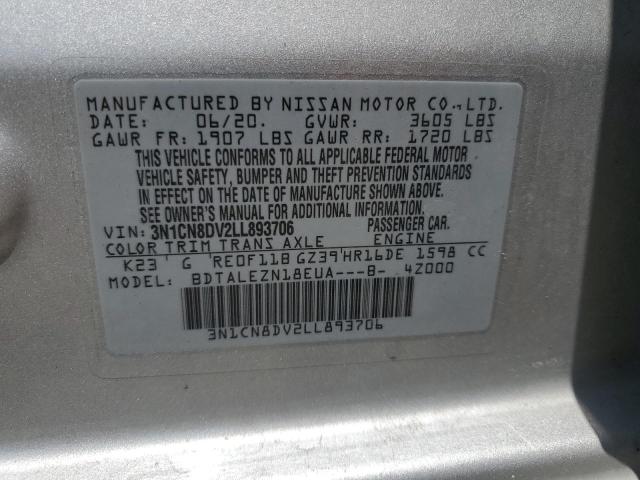 2020 Nissan Versa S VIN: 3N1CN8DV2LL893706 Lot: 60944683