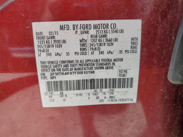 2FMTK4K97FBB10198 2015 FORD EDGE, photo no. 13