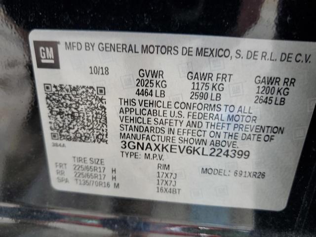 3GNAXKEV6KL224399 | 2019 CHEVROLET EQUINOX LT