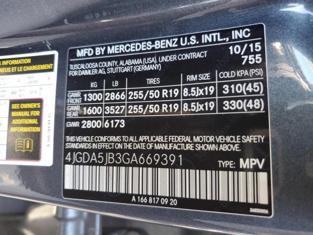 4JGDA5JB3GA669391 Mercedes-Benz GLE 350
