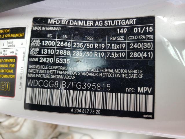 WDCGG8JB7FG395815 Mercedes-Benz Glk 350 4matic
