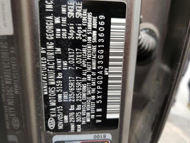 5XYPGDA33GG136069 KIA SORENTO LX