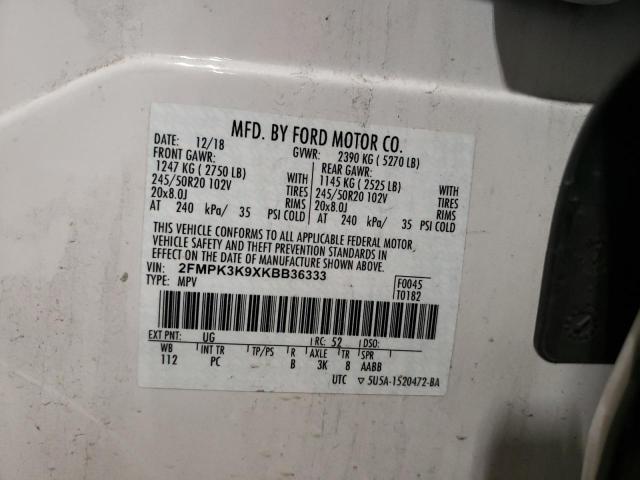 2FMPK3K9XKBB36333 2019 FORD EDGE, photo no. 13