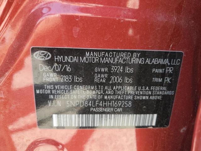 5NPD84LF4HH169258 Hyundai ELANTRA SE