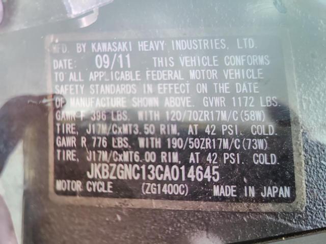 2012 KAWASAKI ZG1400 C - JKBZGNC13CA014645