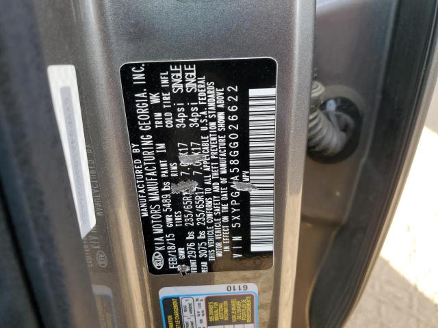 5XYPG4A58GG026622 KIA SORENTO LX