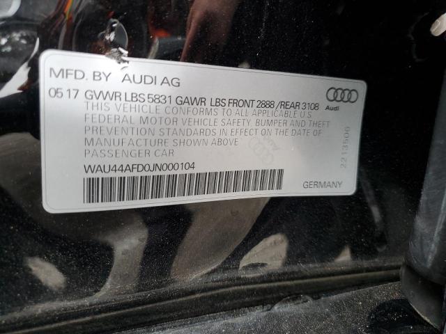 2018 AUDI A8 WAU44AFD0JN000104