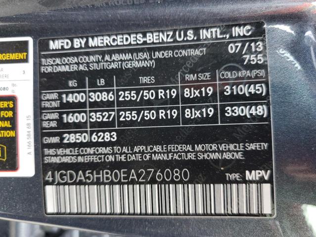 VIN 4JGDA5HB0EA276080 2014 Mercedes-Benz ML-Class, ... no.14