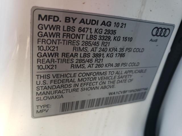 2022 AUDI Q8 PRESTIG WA1CVBF19ND007744