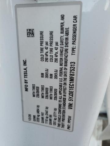5YJ3E1EC1MF875313 Tesla MODEL 3