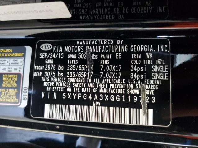 5XYPG4A3XGG119723 KIA SORENTO LX