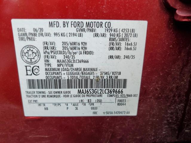 2020 FORD ECOSPORT S - MAJ6S3GL2LC369666