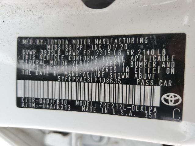 5YFEPRAE8LP108635 Toyota COROLLA LE