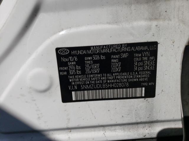 5NMZUDLB5HH028078 Hyundai SANTA FE SPORT