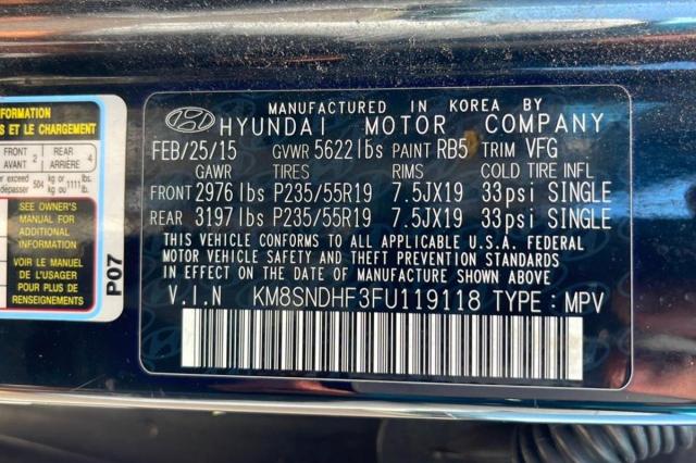 2015 HYUNDAI SANTA FE G - KM8SNDHF3FU119118