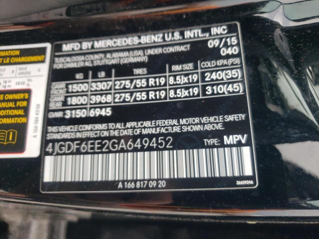 VIN 4JGDF6EE2GA649452 2016 Mercedes-Benz GL-Class, ... no.14