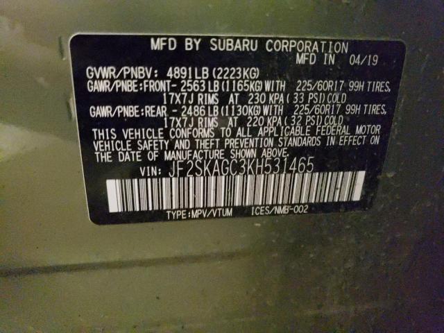 JF2SKAGC3KH531465 Subaru Forester Premium
