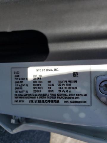 5YJ3E1EA3PF467088 Tesla MODEL 3