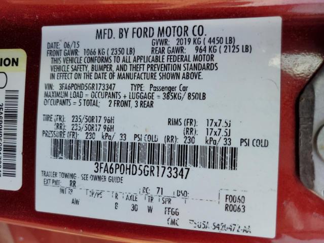 3FA6P0HD5GR173347 Ford FUSION SE
