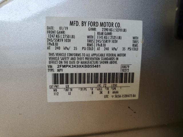 2FMPK3K9XKBB55481 2019 FORD EDGE, photo no. 13