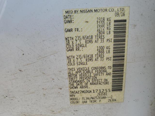 5N1AZ2MG0GN171255 Nissan MURANO S