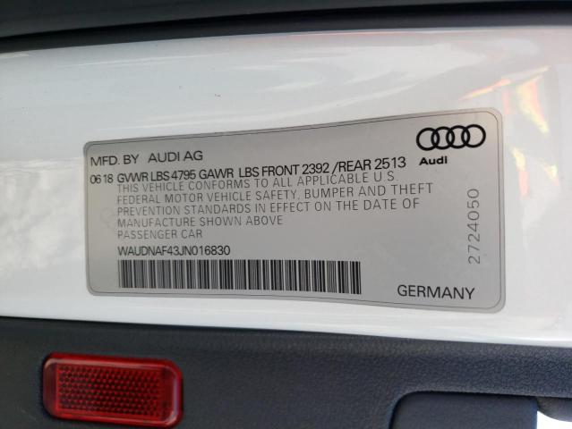 WAUDNAF43JN016830 2018 AUDI A4, photo no. 12